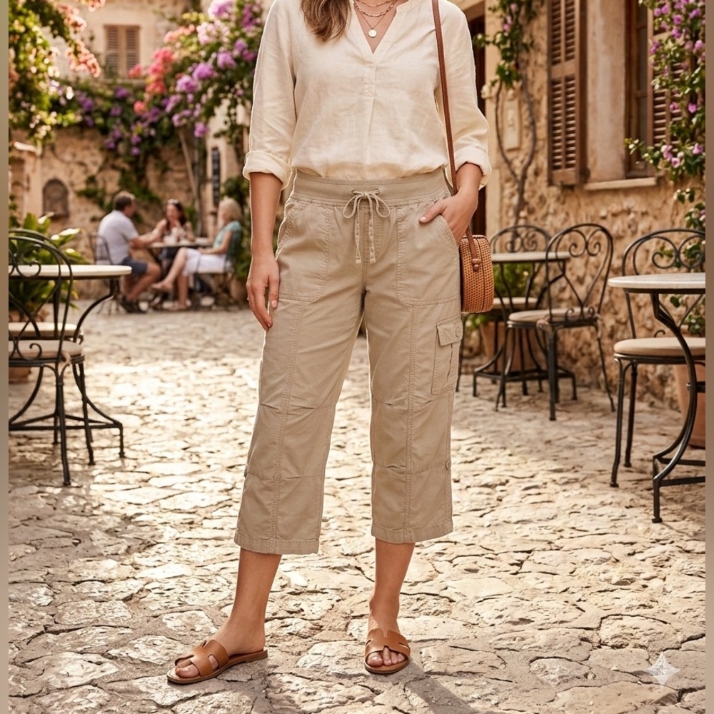 Tommy Hilfiger Tan Cargo Capri Pants - Size Small